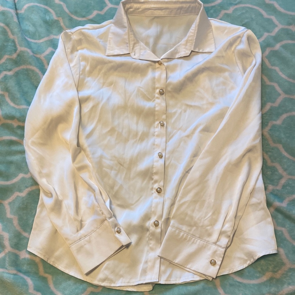 Silky White Button Up